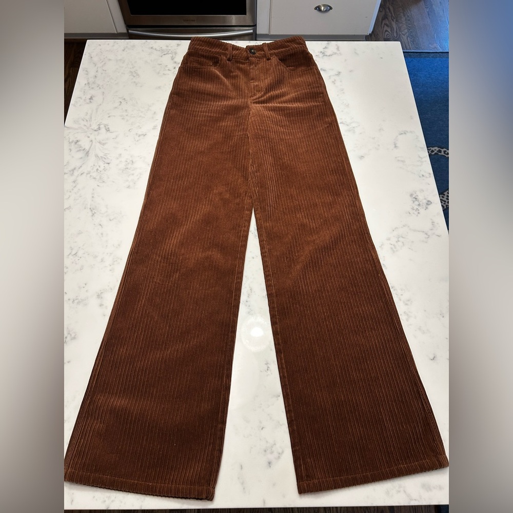 Sézane New 70’s Brown Corduroy Wide-Leg Pants